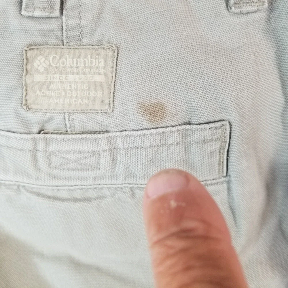Columbia shorts‎ men's 38 x 7 khaki green cotton outdoor hiking Marine flawed